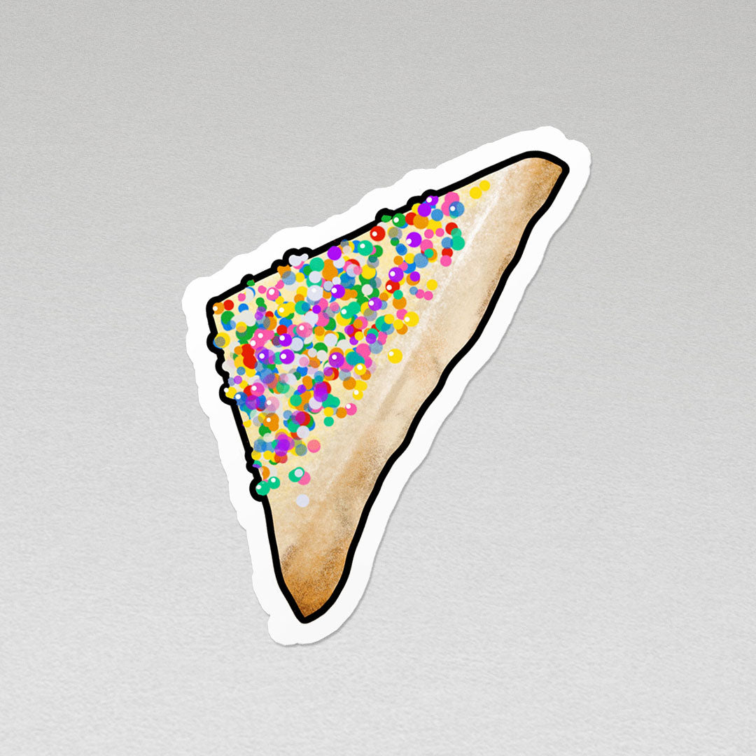 image of a rainbow fairy bread vinyl sticker with white border